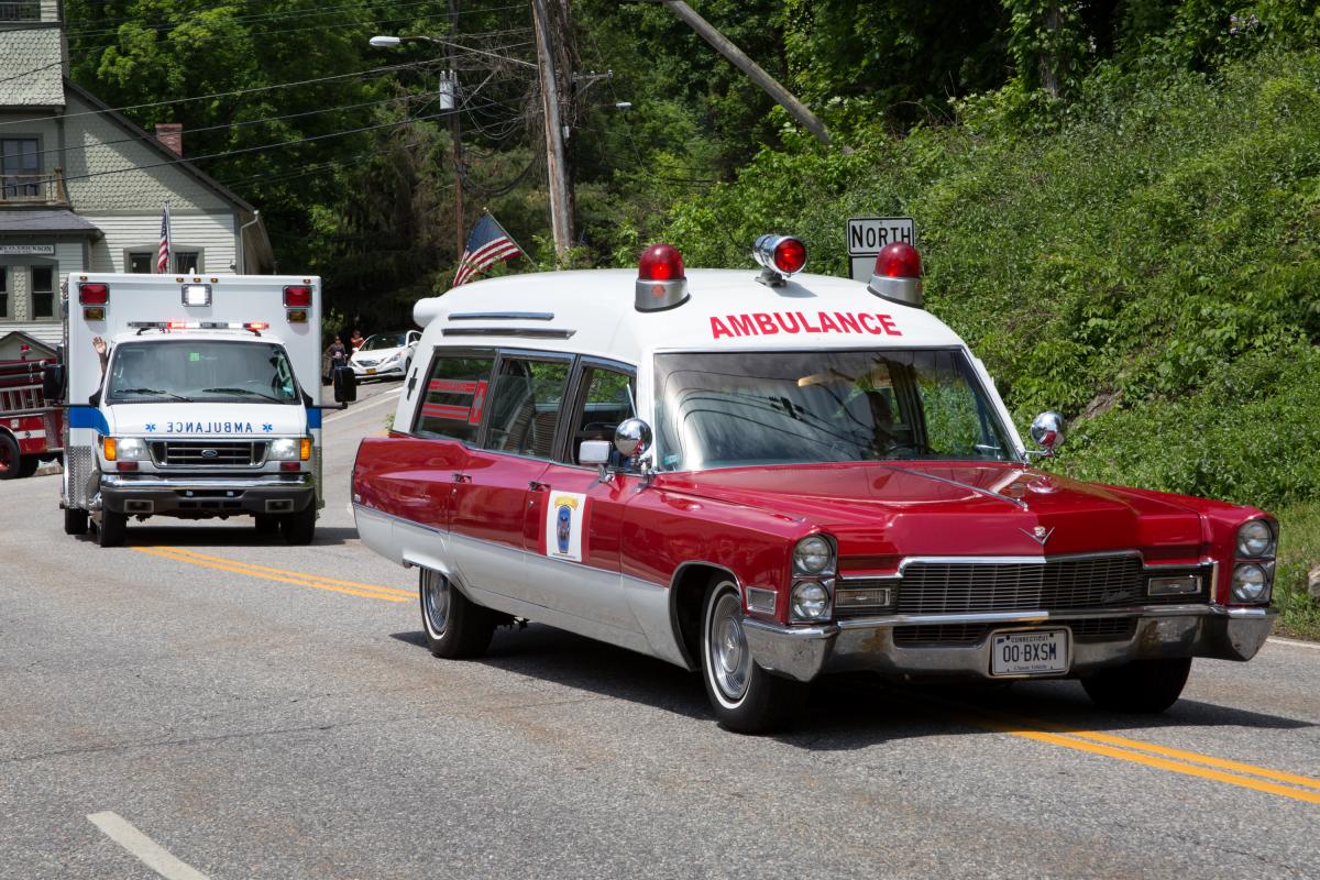 Memorial Day Parade 2016 - vintage ambulance leading other vehicles